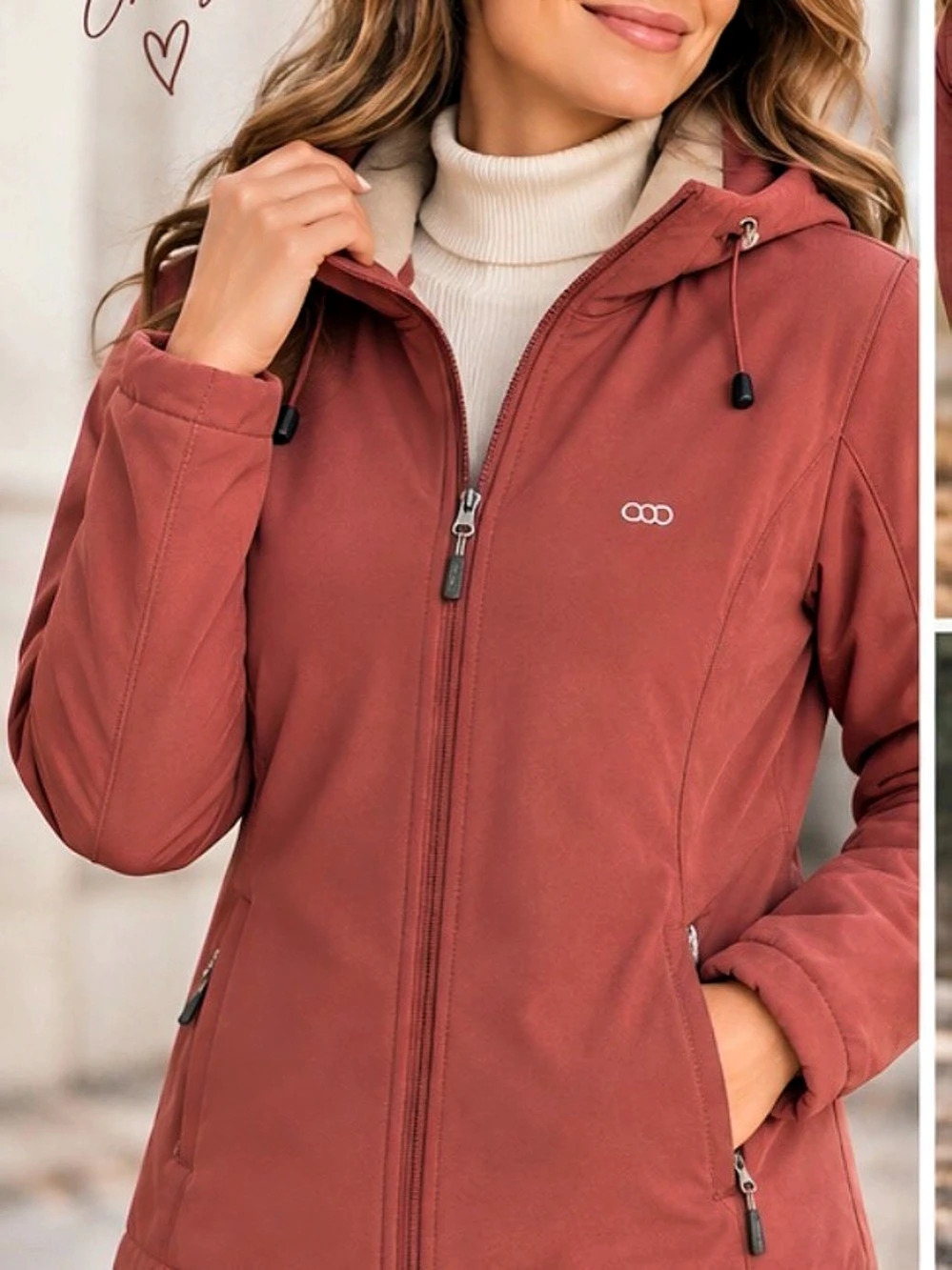 28” ptp Hooded Utility Jacket in Red Like New